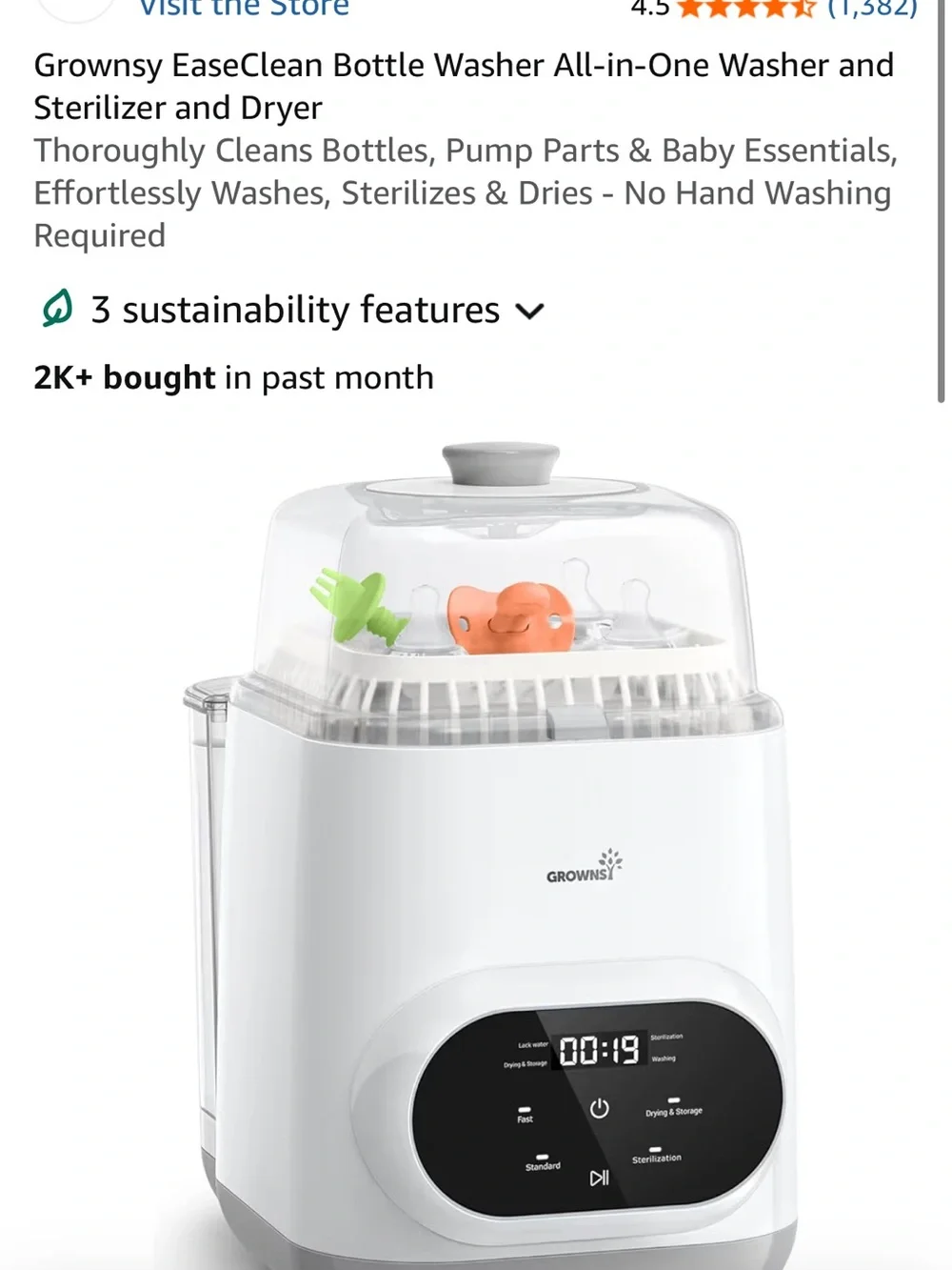 Brand new Grownsy White Bottle Sterilizer & Dryer